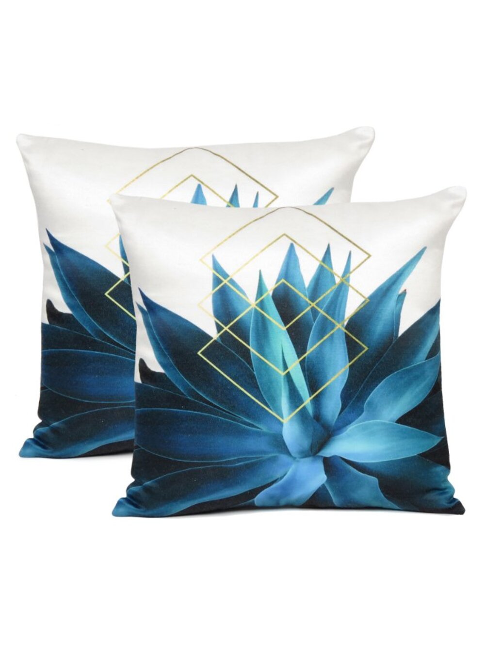 Oussum Stylish Floral & Geometric Printed Cotton Decorative Pillow Case Set of 2